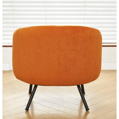 Mid-Century Modern Velvet Accent Chair, Upholstered Barrel Armchair with Metal Legs, Comfy Single Sofa Chair for Living Room Bedroom