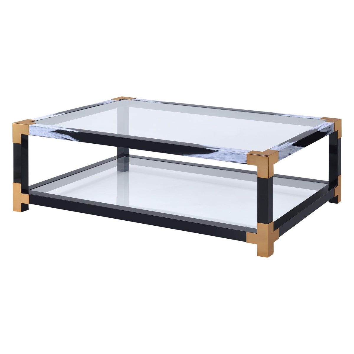 Mercury Clear Glass & White Brushed Finish Coffee Table
