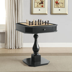 Celestia Black Finish Reversible Chess Checker Game Table w/Game Tray (Chess Fingures Not Included)