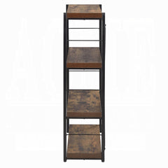 Industrial Style 1pc Bookshelf Black Metal Frame Wooden Weathered Oak Finish Home Office Furniture