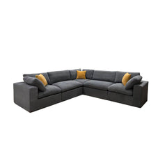 Coffee Bean Like Upholstery Full Compressed Modular Sectional with Toss Pillows