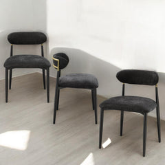 Aphrodite Black Fabric & Black Finish Side Chair (Set of 2)