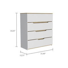 Vista Dresser, Superior Top, Four Drawers -White / Light Oak