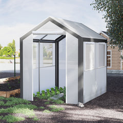 8' L x 6' W x 7' H Outdoor Walk-In Tunnel Greenhouse with Roll-up Windows, 2 Zippered Doors, & Weather Cover