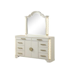 Lyric 8-Drawer Dresser with side LED lightning made with Wood in Beige (INCLUDES DRESSER ONLY)