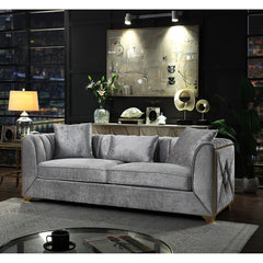 Demeter 2Pc Modern Living Room Set in Silver