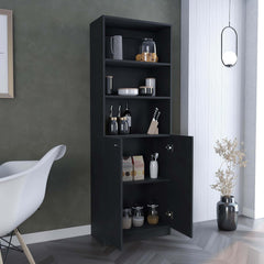 Home 2-Door Bookcase, Modern Storage Unit with Dual Doors and Multi-Tier Shelves