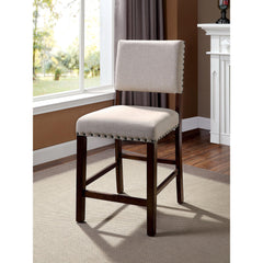 Sanctuary Padded Fabric Chairs Set of 2pc Dining High Chairs Nailhead Trims Solid wood Brown Cherry