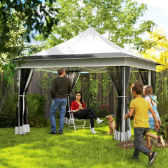 12 x 12 ft. Canopy Tent with Mesh Netting, UPF50+ Pop Up Tent with Carry Bag for Garden, Patio, Light Gray