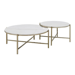 Olympus Marble Top & Nickel Finish Nesting Table Set