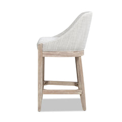 Summit 26.5" Coastal Curved Back Upholstered Counter Stool, Two-Tone Neutral Gray Polyester Wool Blend