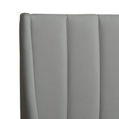 Camelot Vertical Tufted Modern Headboard Platform Bed Set, Queen, Opal Grey Velvet
