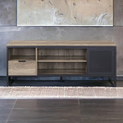 Neptune Rustic Oak & Black Finish TV Stand