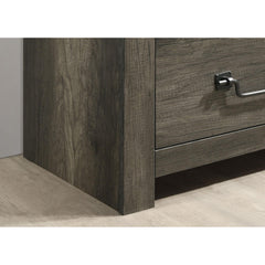 Rustic Gray 1pc Bedside Table Melamine Paper Wooden Nightstand Antique Brass Color Drop Handles
