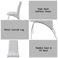 Aurora White Synthetic Leather & Chrome Finish Side Chair (Set of 2)