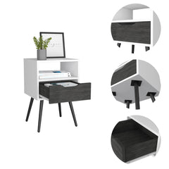 Aurora 1-Drawer 1-Shelf Nightstand Smokey Oak and White