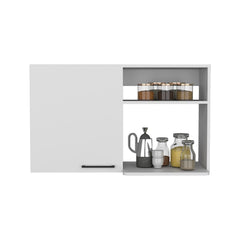 Stackable Wall Storage Cabinet 24" H, Two Internal Shelves, Two External Storage Shelves, One Door, White