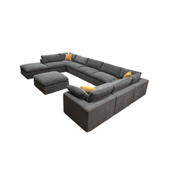 Coffee Bean Like Upholstery Full Compressed Modular Sectional with Toss Pillows