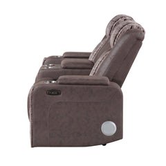 Epic Brown Power Reclining loveseat with Power Headrest, LED and Bluetooth Speaker