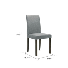 Cosmos Side Dining Chair Set of 4, Fabric Seating, Gray Brown Wood