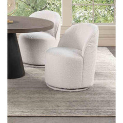 Contemporary Style 1pc Dining Swivel Chair 360 Rotate White Finish Dining Room
