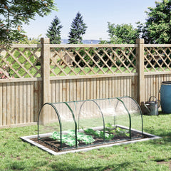 7' L x 3' W x 2.5' H Portable Tunnel Greenhouse for Outdoor Garden Hot House with 4 Zippered Doors, PVC Cover