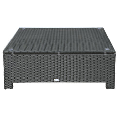 Patio Coffee Table, Large Side Table, Hand-Woven PE Rattan, Weather Resistant Wicker, Outdoor Furniture for Garden Black