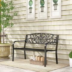 50" Blossoming Pattern Garden Decorative Patio Park Bench with Beautiful Floral Design & Relaxing Comfortable Build