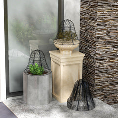 6 Pack Garden Cloches for Plants, 16" x 13" Metal Crop Cage, Plant Cages to Keep Animals Out, Black