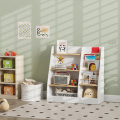 4 Tier Kids Bookshelf and Toy Storage Organizer with Book Rack, for Living Room, Kids Room, Playroom, Bedroom, White