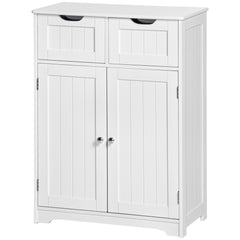 Freestanding Bathroom Storage Cabinet, Floor Cabinet with 2 Drawers, Adjustable Shelf, for Bathroom, Living Room or Entryway, White