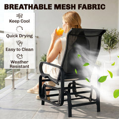 Gliding Lounger Chair, Single Rocker with Lightweight Metal & Mesh Construction, Black