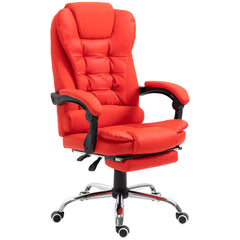 Executive Office Chair, High Back Reclining Computer Chair with Footrest and Armrest, Red
