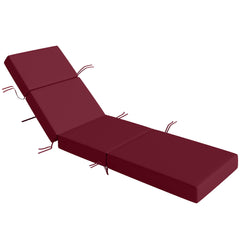 Chaise Lounge Cushion, 4" Thick Outdoor Lounge Chair Cushion with Ties for Patio, 21" x 72 ", Red
