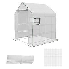 01-0472 Replacement Cover, 55" x 56.25" x 74.75" Walk-in Greenhouse Cover Reinforced Anti-Tear PE Hot House Cover, White