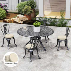 Patio Chair Cushions Set of 4 Round Seat Cushions for Dining Bistro Chairs Machine Washable, 15" x 15" x 3", Cream White