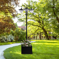 74.5" 3-head Solar Lamp Post Light with Planter, Solar Pole Lights Outdoor Waterproof LED Lighting for Backyard Pathway Patio Lawn Driveway Decor, Black