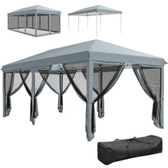 10' x 20' Pop Up Canopy Tent with Netting, Heavy Duty Instant Sun Shelter, Large Tents for Parties with Carry Bag for Outdoor, Garden, Patio, Gray