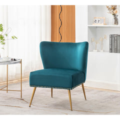 Archive Cloth Accent Chair, Armless Slipper Chair with Metal Legs, Modern Upholstered Side Chair for Living Room Bedroom Small Spaces