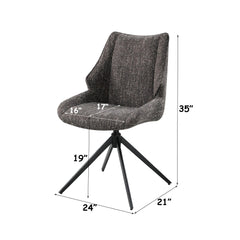 Orion Brown Gray Chenille Side Chair w/Swivel (Set of 2)