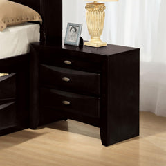 Black Color Simple Contemporary 1pc Nightstand Solid wood Bedside Table Knob Pulls 2-Drawers Bedside Table