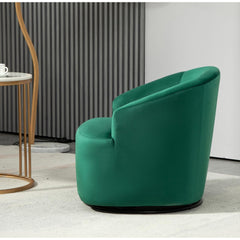 362 Degree Swivel Barrel Accent Chair, Velvet Upholstered Curved Armchair, Fully Assembled Contemporary Leisure Chair for Living Room Bedroom Office