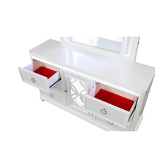 Hades Modern Style 6 Drawer Dresser Made with wood, Metal Drawer Pulls and LED in White(Includes Dresser Only - Mirror not included)