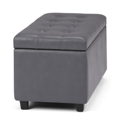 Gallery 34 inch Wide Storage Ottoman in Stone Grey Vegan Leather