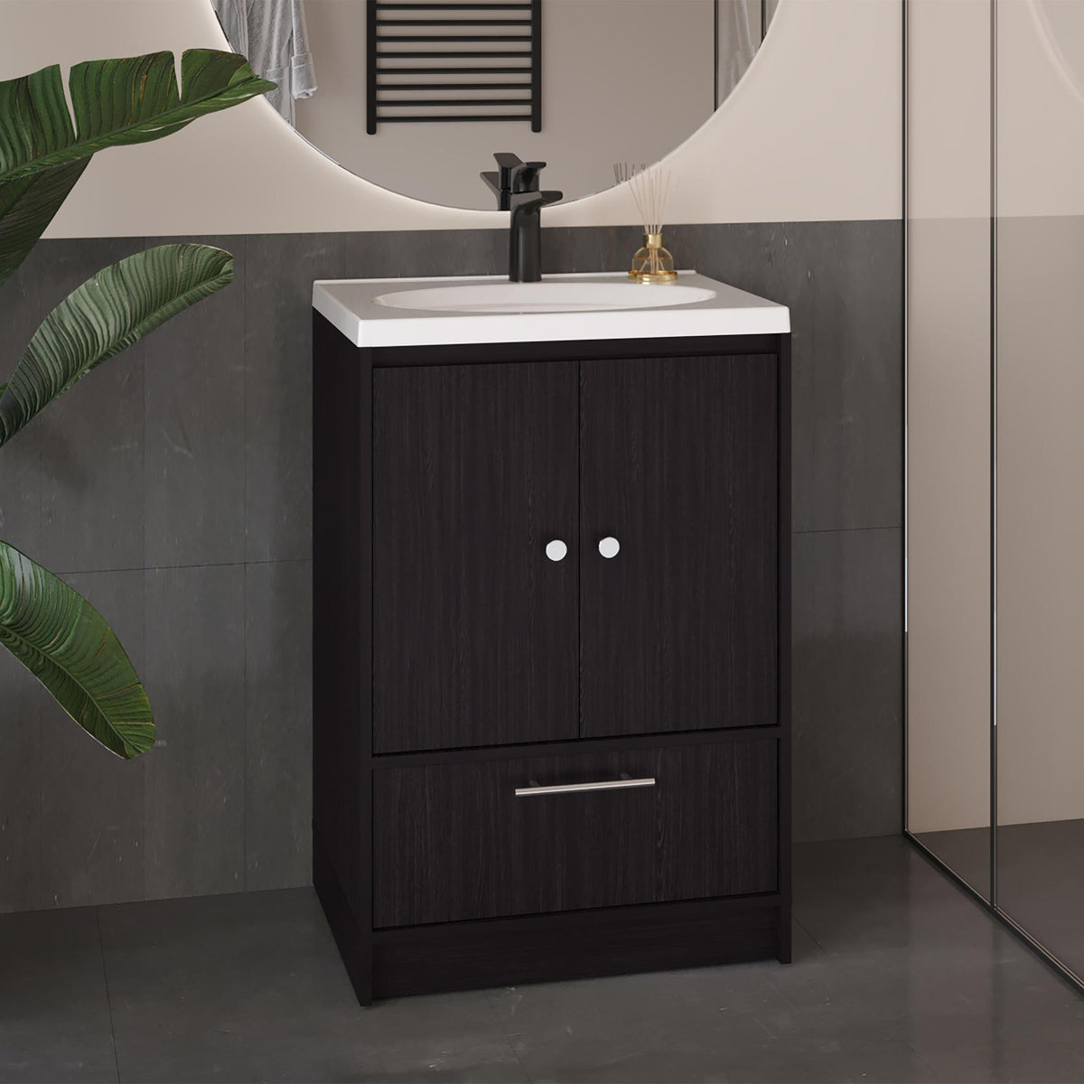 Paradise Vanity with Two Doors, Two Drawers Madison, Black