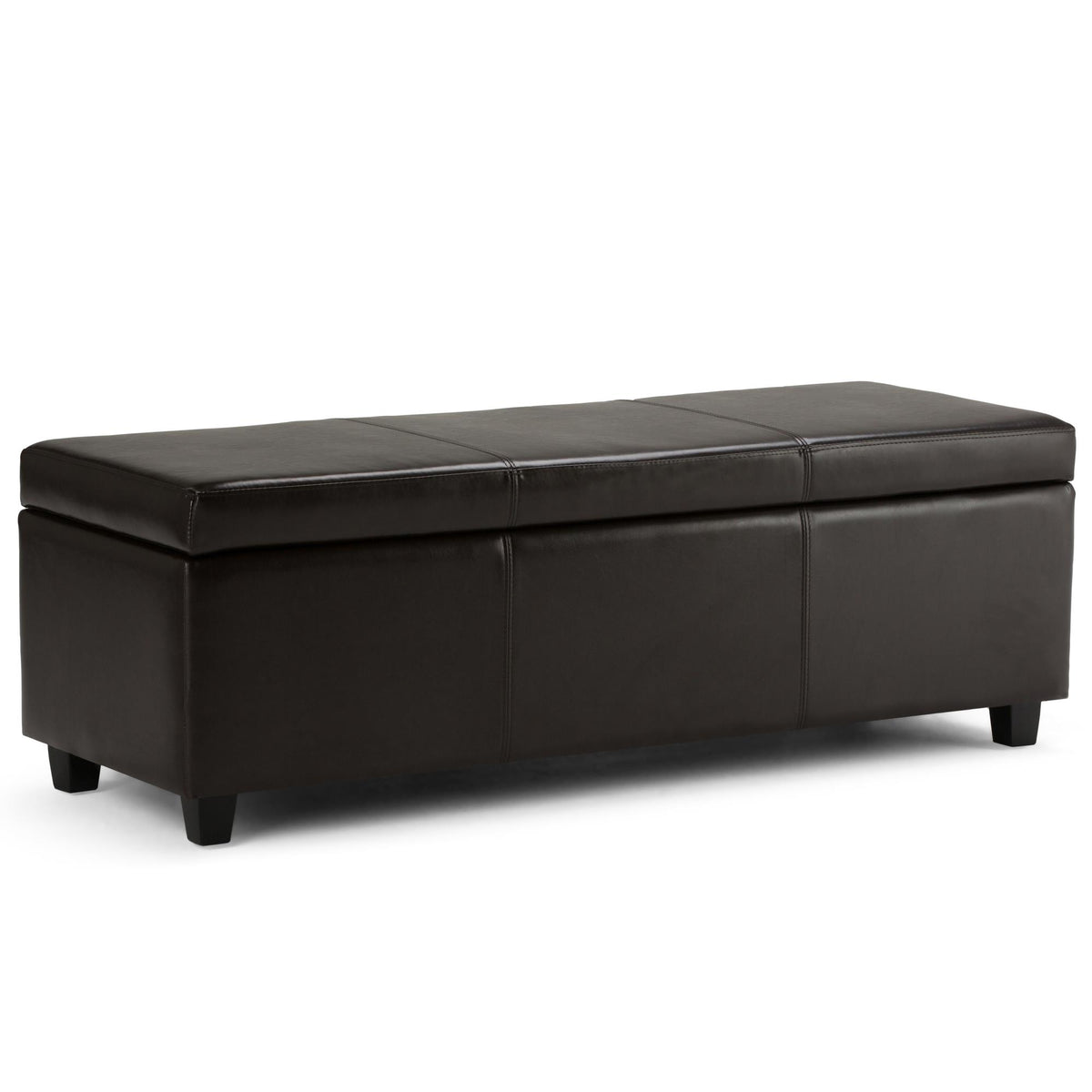 Neptune 48 inch Wide Storage Ottoman Bench in Tanners Brown Vegan Leather