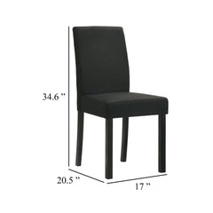 Pandora Dining Chair Set of 4, Black Wood Frame, Fabric Seat and Backrest