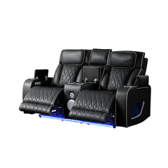 Hephaestus Modern Style Upholstery Recliner Loveseat Made with Wood & Massage Function Included-Black