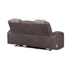 Epic Brown Power Reclining loveseat with Power Headrest, LED and Bluetooth Speaker