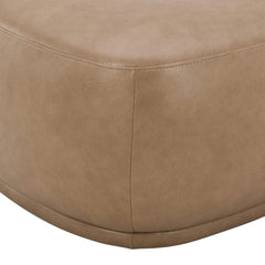 Hermes 44" Rounded Triangle Cocktail Ottoman, Tuscan Tan Brown Top Grain Leather